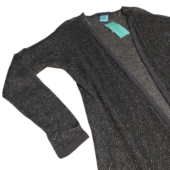 H.i.p. Cardigan Women's Gray Silver Metallic Open Front Sweater Sz L NWT - Picture 4 of 9